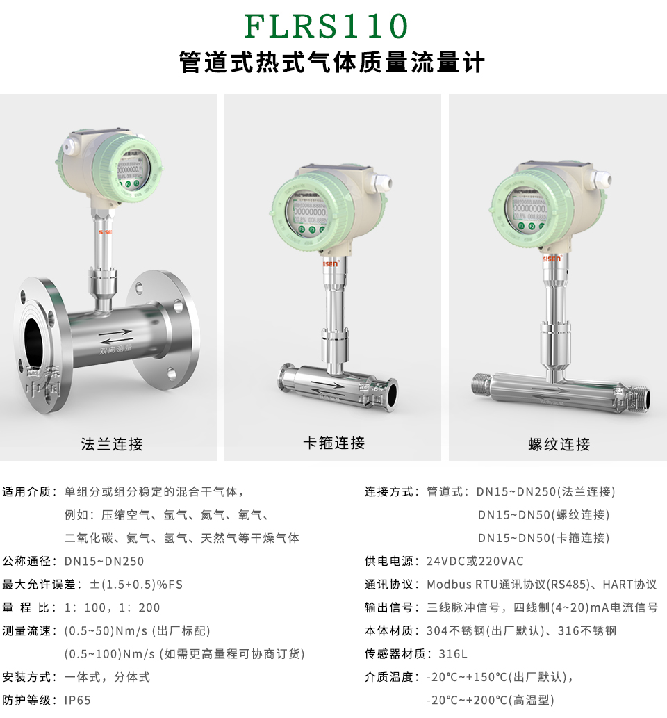 管道式熱式氣體質(zhì)量流量計(jì)