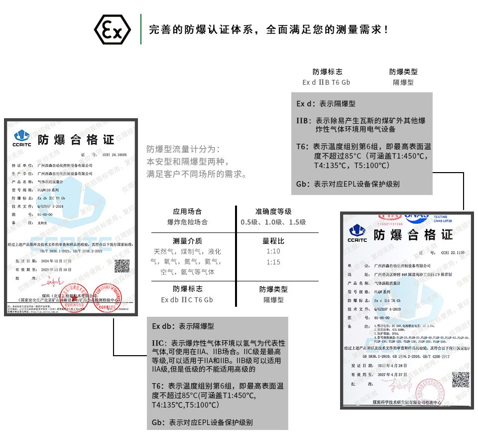 天然氣渦輪流量計防爆認證